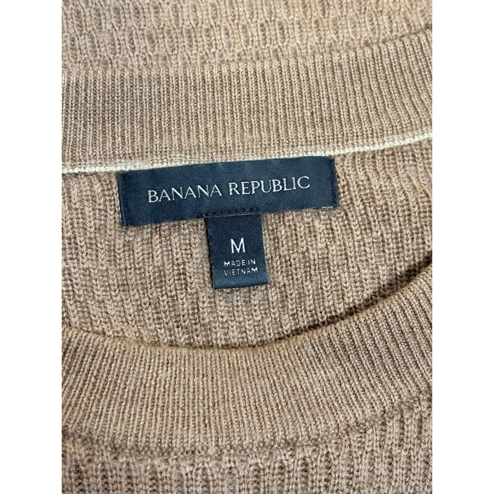 Banana Republic Extra Fine Merino Wool Crew Neck Brown Sweater Men's M‎